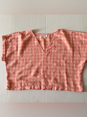 Lou & Grey Boxy Gingham V-Neck Top